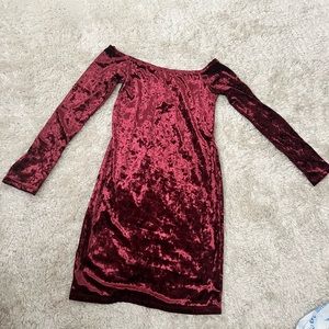 Suede Off the shoulder mini dress